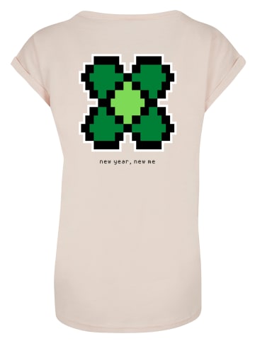 F4NT4STIC T-Shirt Silvester Happy New Year Pixel Kleeblatt in Whitesand