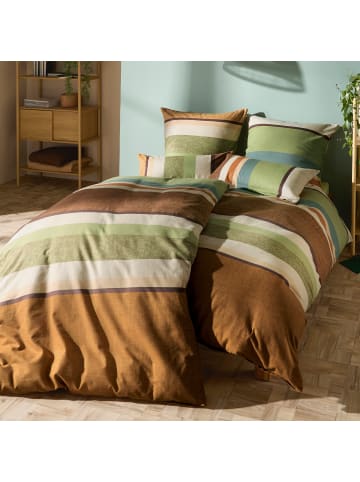 Erwin Müller Fein Biber Bettwäsche in braun-grün