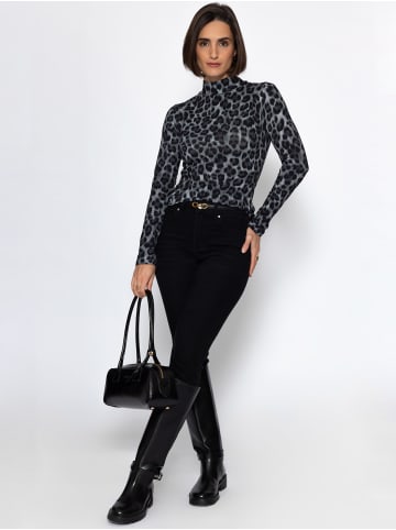 SASSYCLASSY Langarmshirt im Leo-Print in Grau