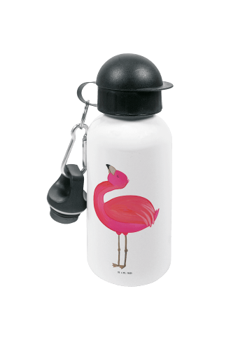 Mr. & Mrs. Panda Alu Trinkflasche Flamingo Stolz ohne Spruch in Weiß
