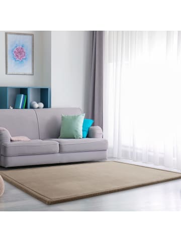 KADIMA DESIGN Hochflor Teppich waschmaschinenwaschbar Unifarben Schlafzimmer in Beige