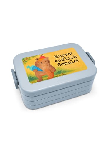Mr. & Mrs. Panda Brotbüchse Bär Schultüte Design mit Spruch in Blau Pastell