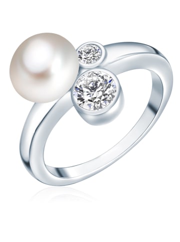 Valero Pearls Perlen-Ring aus Sterling Silber mit Zirkonia und Süßwasser-Zuchtperle in silber