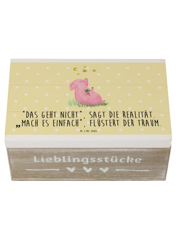 Mr. & Mrs. Panda Geschenkdose Schwein Glück mit Spruch in Gelb Pastell