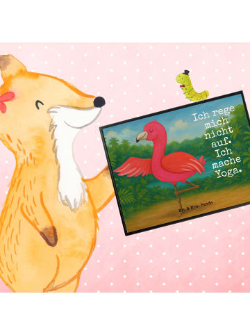 Mr. & Mrs. Panda Schreibtischmatte Flamingo Yoga Design mit Spruch in Weiß