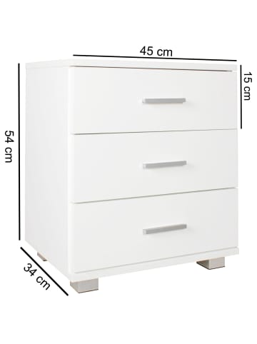 KADIMA DESIGN Nachtkonsole aus Holz: Modern, 4 Standfüße, melaminharzbeschichtet in Weiß