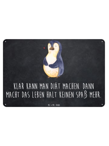 Mr. & Mrs. Panda Blechschild Pinguin Diät mit Spruch in Kreidetafel