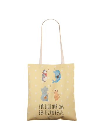Mr. & Mrs. Panda Einkaufstasche Big Einheit mit Spruch in Gelb Pastell