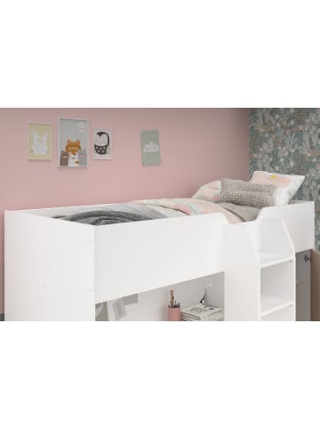 Parisot Hochbett mit Kleiderschrank und Schreibtisch Bett 90 x 200 cm