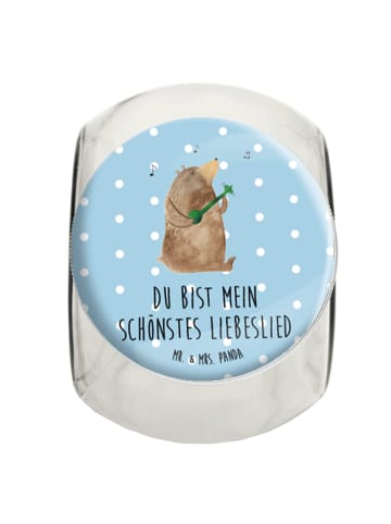 Mr. & Mrs. Panda keksdose glas Bär Lied mit Spruch in Blau Pastell