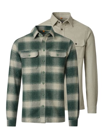 Redmond Hemdjacke / Overshirt Basic in Beige / grün