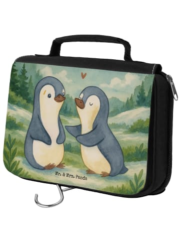 Mr. & Mrs. Panda Kulturbeutel Pinguine trösten Design ohne Spruch in Weiß