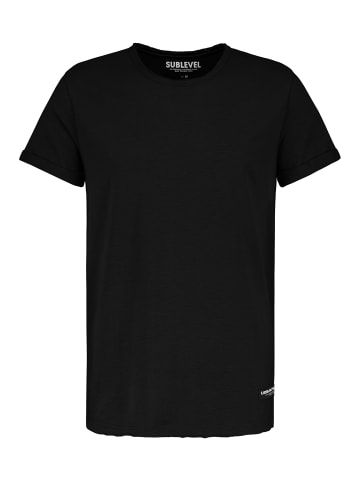 Sublevel Schlichtes Kurzarmshirt Rundhals Modern Zeitlos in Schwarz