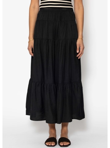 SASSYCLASSY Glänzender Maxi Volantrock in Schwarz