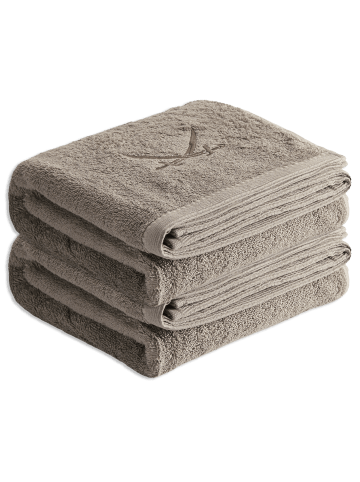 Sansibar 2er Duschtuch-Set „Frottier-Kollektion Classic“, 70x140 cm in Taupe