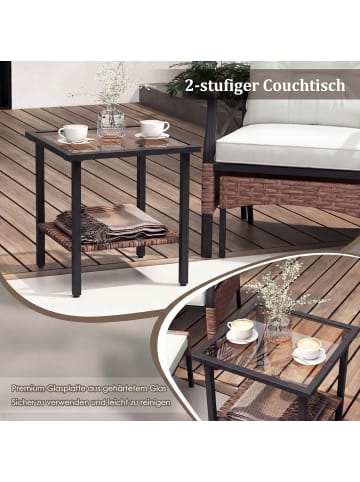 COSTWAY 5 tlg. Polyrattan Gartenmöbel Set mit Kissen in Beige