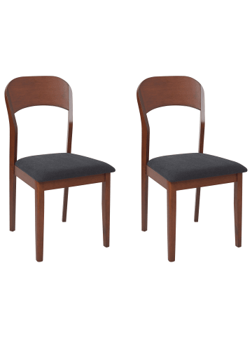 Beliani 2er-Set Esszimmerstuhl ALVIN in Braun/Schwarz