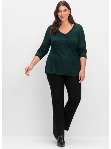 sheego V-Ausschnitt-Pullover in tiefgrün