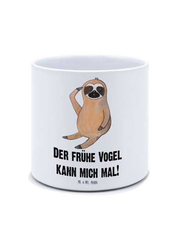 Mr. & Mrs. Panda Blumenkübel Faultier Vogel mit Spruch in Weiß