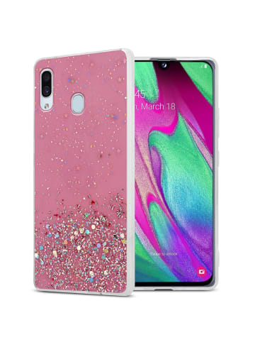 cadorabo Hülle für Samsung Galaxy A40 Glitter in Rosa mit Glitter