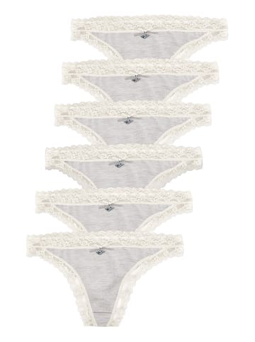 Like It 6er Pack Damen String in ivory grey