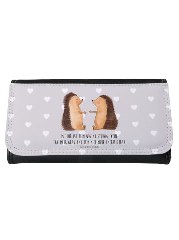 Mr. & Mrs. Panda Damen Portemonnaie Igel Liebe mit Spruch in Grau Pastell