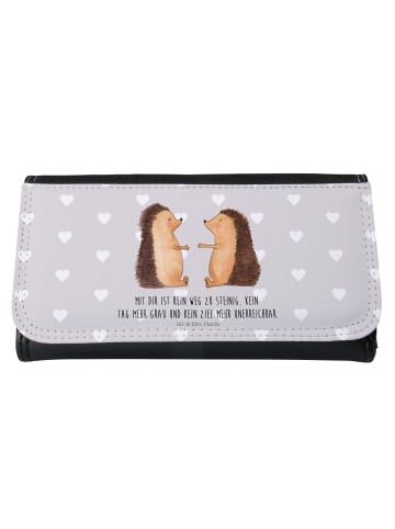 Mr. & Mrs. Panda Geldbörse Damen Igel Liebe mit Spruch in Grau Pastell