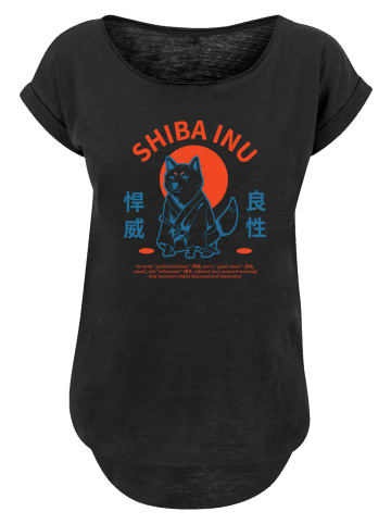 F4NT4STIC Long Cut T-Shirt Japanischer Shiba Inu Hund in schwarz