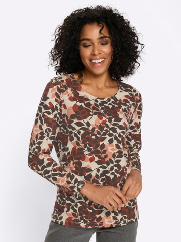 Sieh an! Langarmshirt in rostrot-schoko-bedruckt