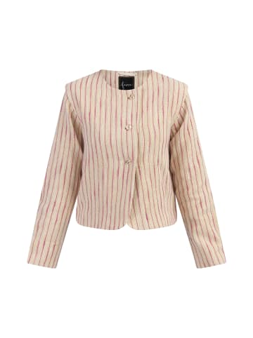 faina Damen Kurze Blazerjacke in Pink Wollweisser Streifen