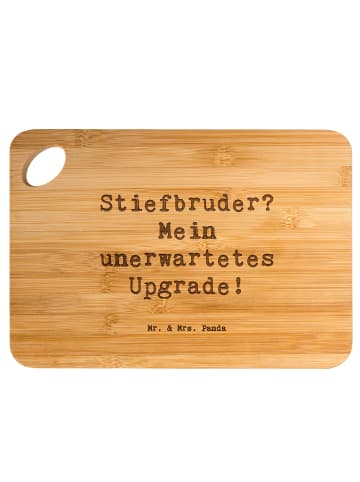 Mr. & Mrs. Panda Jausenbrett Spruch Stiefbruder Upgrade mit Spruch in Braun