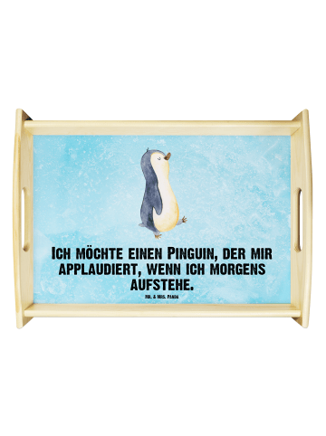 Mr. & Mrs. Panda Serviertablett Pinguin marschieren mit Spruch in Eisblau