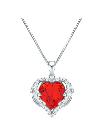 Rafaela Donata Halskette Herz Sterling Silber verziert mit Kristallen von Swarovski® in rot