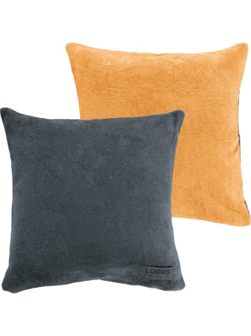 LOOKS by Wolfgang Joop Jacquard, Baumwollmischung Wendekissenhülle in dunkelgrau/gelb