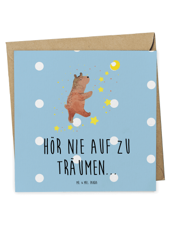 Mr. & Mrs. Panda Deluxe Karte Bär Träume mit Spruch in Blau Pastell