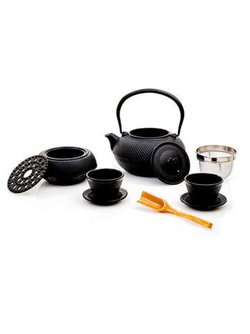 Lumaland Tee Set 8-teilig - 1,4 Liter Gusseiserne Teekanne Tetsubin - Schwarz