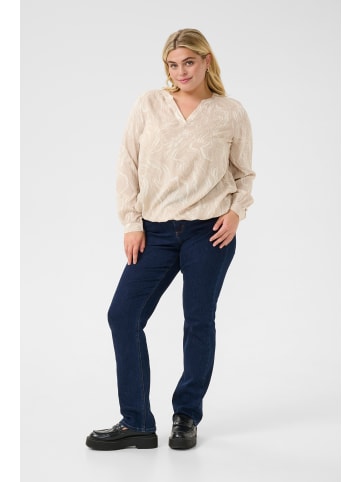 KAFFE curve Langarm-Bluse KCdiana in Feather Gray,Chalk Print