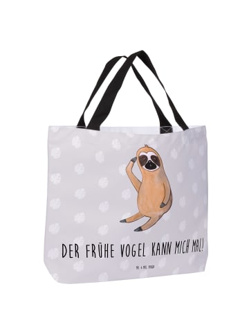 Mr. & Mrs. Panda Shopper Faultier Vogel mit Spruch in Grau Pastell