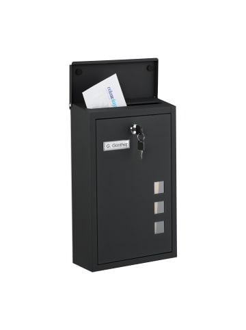 relaxdays Briefkasten in Schwarz - (B)25 x (H)40 x (T)11,5 cm