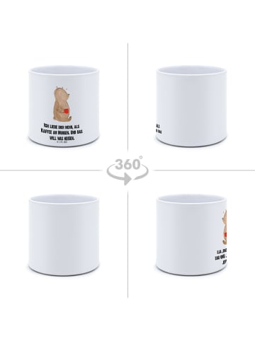 Mr. & Mrs. Panda Großer Blumentopf Bär Morgenkaffee mit Spruch in Weiß