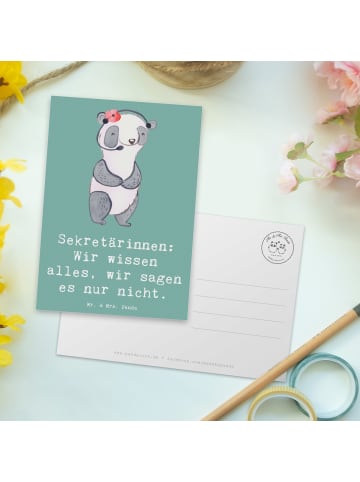 Mr. & Mrs. Panda Grußkarte Sekretärin Geheimnisträgerin mit Spruch in Meeresbrise