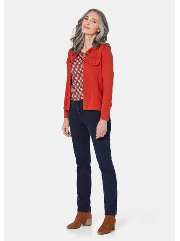 GOLDNER Kurzgröße:  Baumwoll-Cardigan in Jeansoptik in cayenne