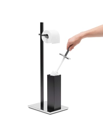 WC-Garnitur in Schwarz - (B)21,5 x (H)73 x (T)27,5 cm