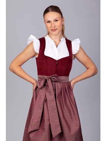 Edelnice Midi Dirndl Luise Samt Rot in bordeaux