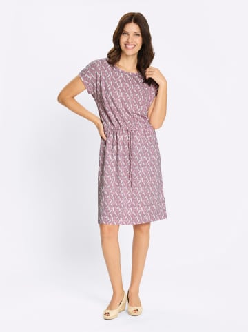 Sieh an! Jersey-Kleid in mauve-ecru-bedruckt