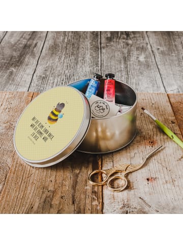 Mr. & Mrs. Panda Dose Hummel flauschig mit Spruch in Gelb Pastell