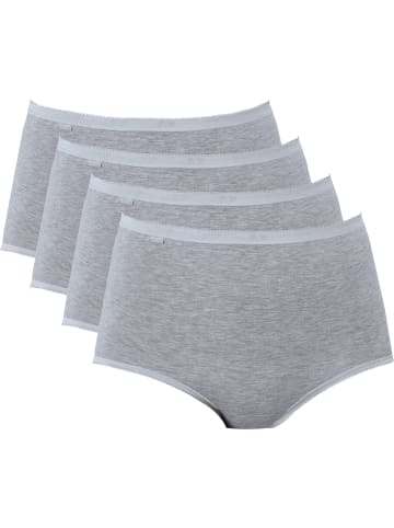 Sloggi Baumwolle, Single-Jersey Taillenslip 4er-Pack Basic+ in grau
