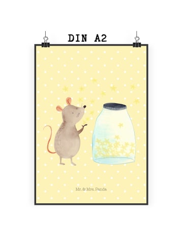 Mr. & Mrs. Panda Poster Maus Sterne ohne Spruch in Gelb Pastell