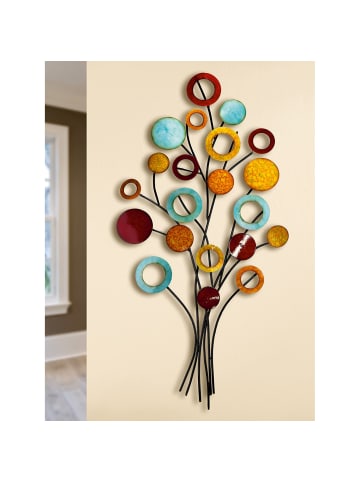GILDE Wandrelief "Lebensbaum" in Rot/ Blau/ Orange - H. 97 cm