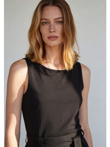 More & More Stretch-Basic-Top, Vorderteil gedoppelt in black